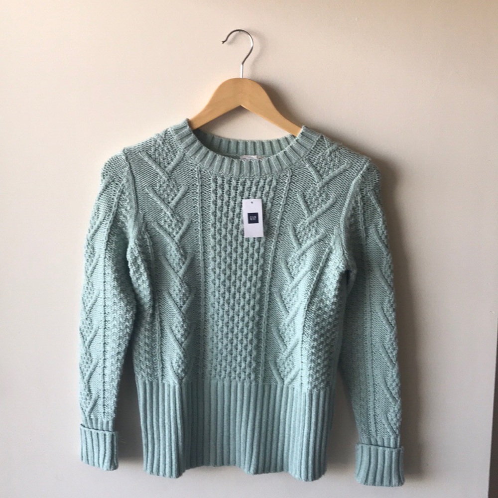 Gap Cable-knit Crewneck Turquoise Sweater